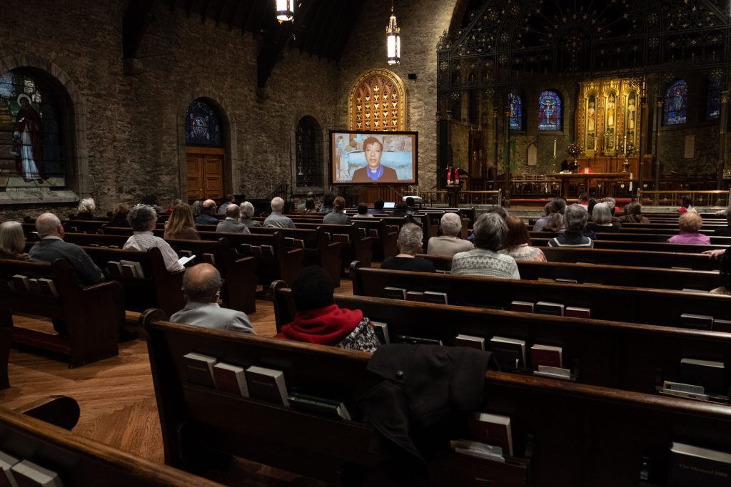 Watching Bishop Kym Lucas' sermon video