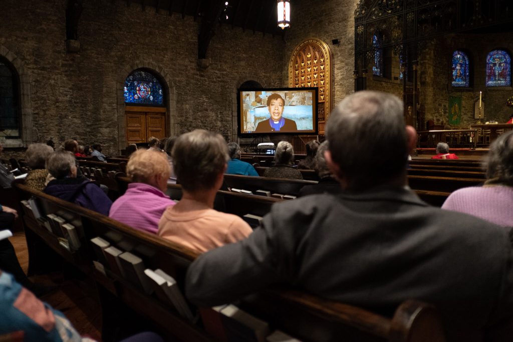 Watching Bishop Kym Lucas' sermon video