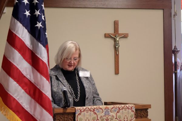 Elaine Gilligan with the prayers