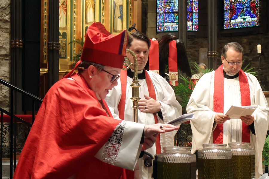 Bishop Bruce blessing the oils