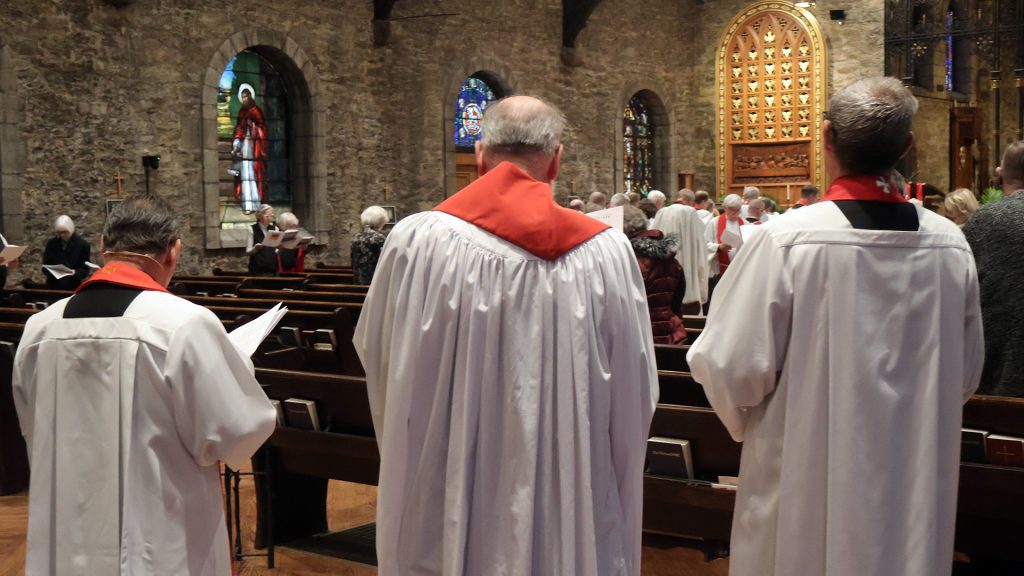 Clergy after processing out for Blessing of Oils